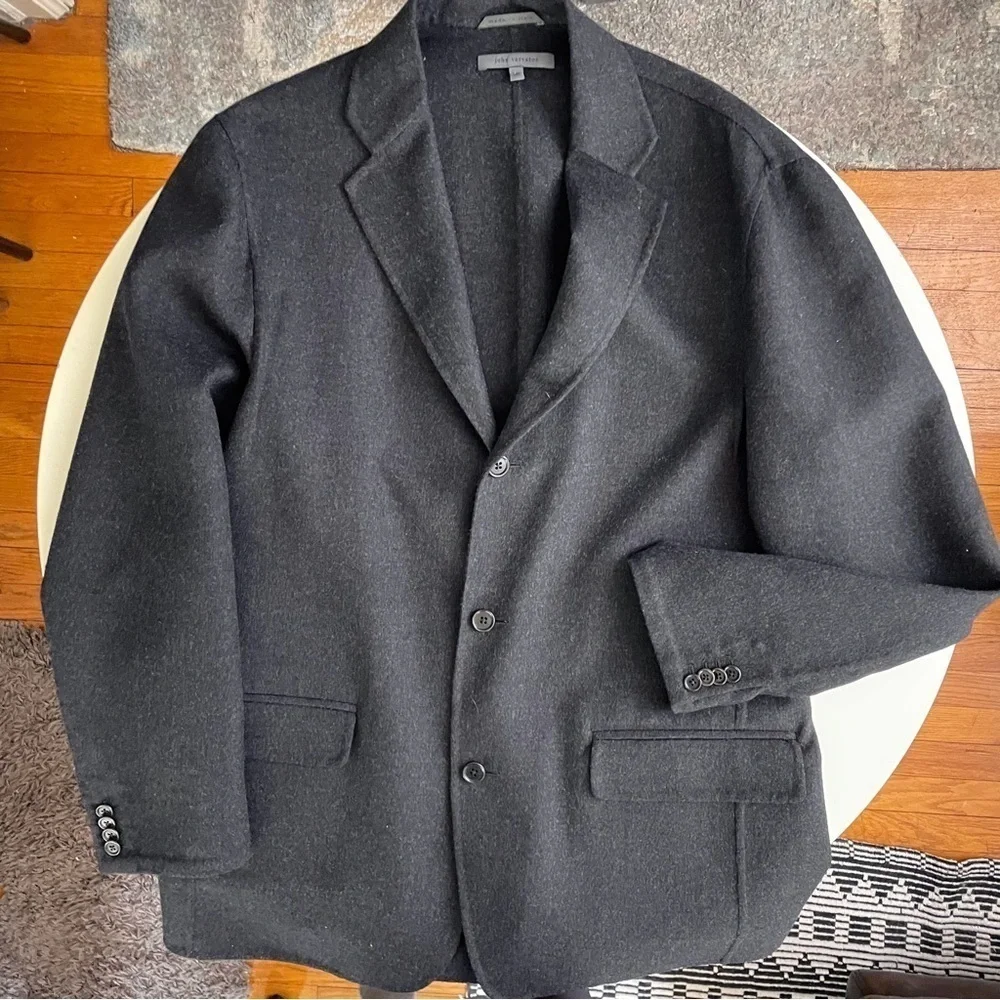 John Varvatos Men’s Wool Unstructured Blazer Coat Gray Size Large Made in Italy